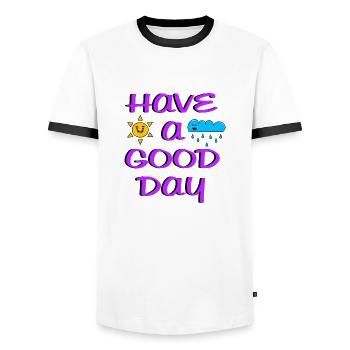 have a good day - Männer Kontrast-T-Shirt - Weiß/Schwarz - Vorne - AI Model Female 172 light (172cm) & AI Model Male 178 dark (178cm)