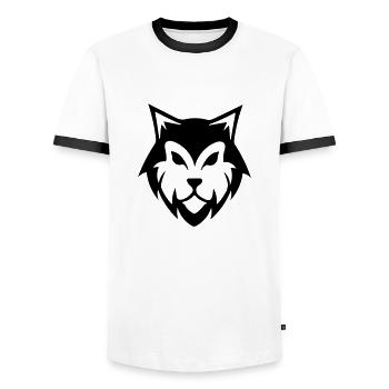 Alpha Wolf - Men's Ringer Shirt - white/black - Front - AI Model Female 172 light (172cm) & AI Model Male 178 dark (178cm)
