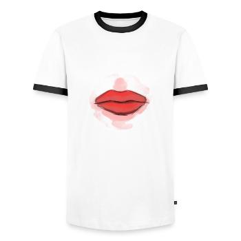 Red Lips - Männer Kontrast-T-Shirt - Weiß/Schwarz - Vorne - AI Model Female 172 light (172cm) & AI Model Male 178 dark (178cm)