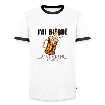 bierde humour biere alcool chope binouse litres - T-shirt contrasté Homme - blanc/noir - Devant - AI Model Female 172 light (172cm) & AI Model Male 178 dark (178cm)