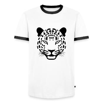 Leopard - Men's Ringer Shirt - white/black - Front - AI Model Female 172 light (172cm) & AI Model Male 178 dark (178cm)