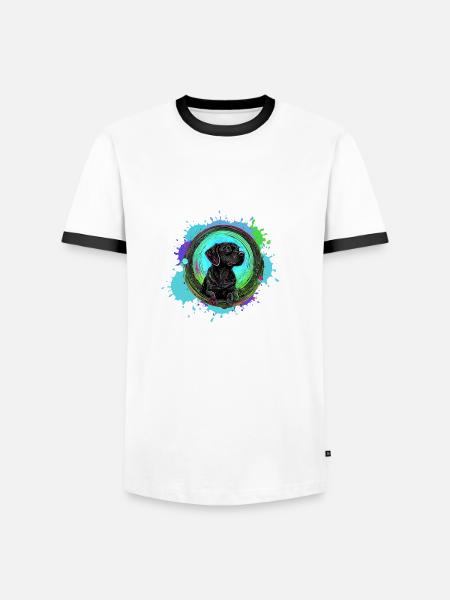 Hund, Profil, Malerei, Graffiti - Männer Kontrast-T-Shirt - Weiß/Schwarz
