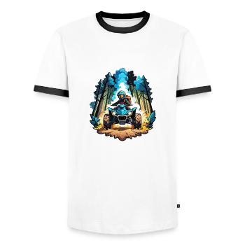 quad et tout terrain - T-shirt contrasté Homme - blanc/noir - Devant - AI Model Female 172 light (172cm) & AI Model Male 178 dark (178cm)