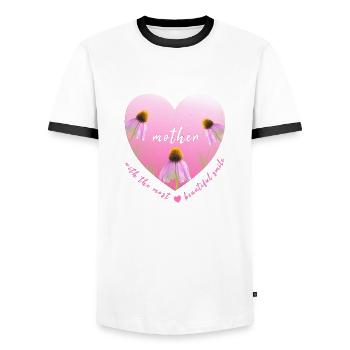 mother - Männer Kontrast-T-Shirt - Weiß/Schwarz - Vorne - AI Model Female 172 light (172cm) & AI Model Male 178 dark (178cm)