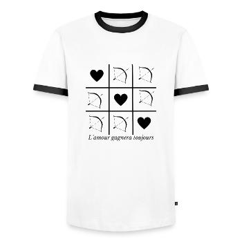 L'amour gagnera toujours - T-shirt contrasté Homme - blanc/noir - Devant - AI Model Female 172 light (172cm) & AI Model Male 178 dark (178cm)