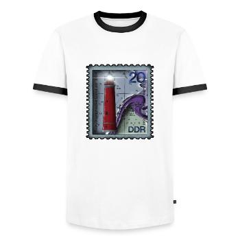 Timbre de phare - T-shirt contrasté Homme - blanc/noir - Devant - AI Model Female 172 light (172cm) & AI Model Male 178 dark (178cm)