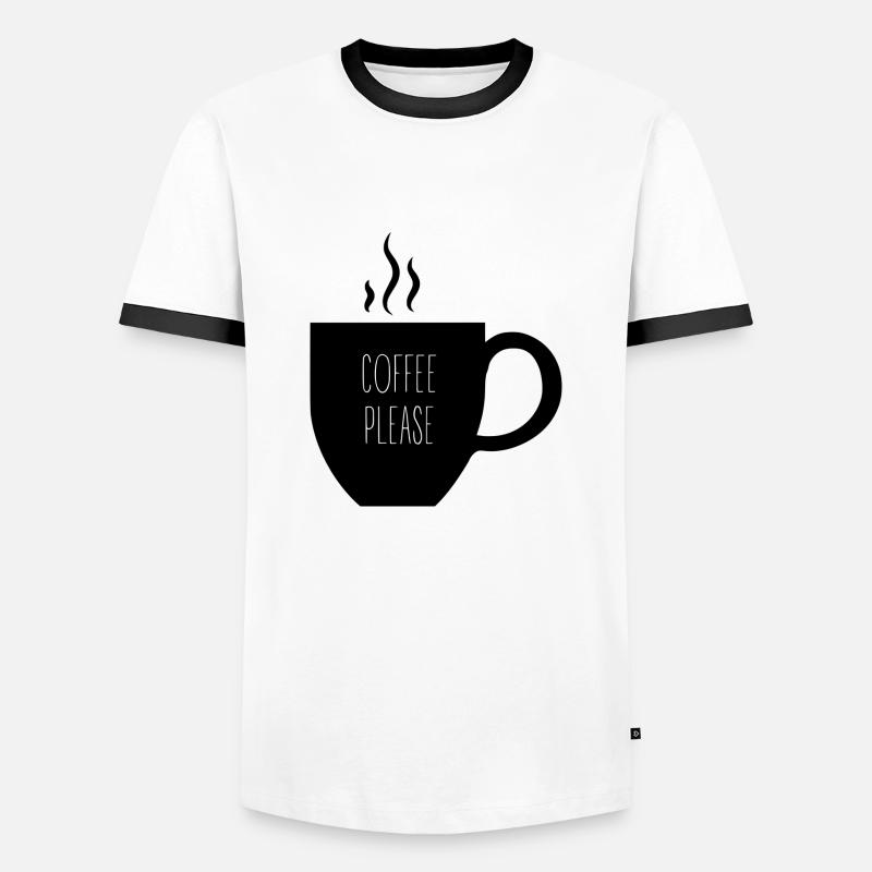 Kaffee - Männer Kontrast-T-Shirt - Weiß/Schwarz