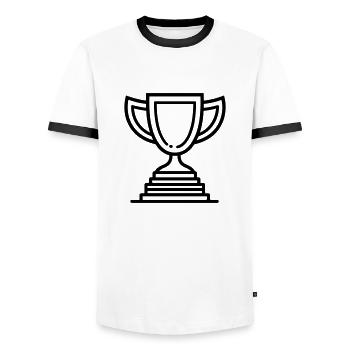 trophy - Men's Ringer Shirt - white/black - Front - AI Model Female 172 light (172cm) & AI Model Male 178 dark (178cm)