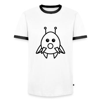flying saucer - Men's Ringer Shirt - white/black - Front - AI Model Female 172 light (172cm) & AI Model Male 178 dark (178cm)