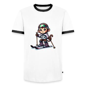 Singe skieur mignon - T-shirt contrasté Homme - blanc/noir - Devant - AI Model Female 172 light (172cm) & AI Model Male 178 dark (178cm)