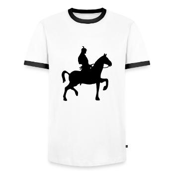 Cavalier samouraï - T-shirt contrasté Homme - blanc/noir - Devant - AI Model Female 172 light (172cm) & AI Model Male 178 dark (178cm)