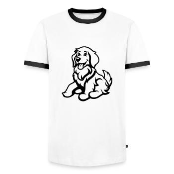 Dog Comic Animal - Men's Ringer Shirt - white/black - Front - AI Model Female 172 light (172cm) & AI Model Male 178 dark (178cm)