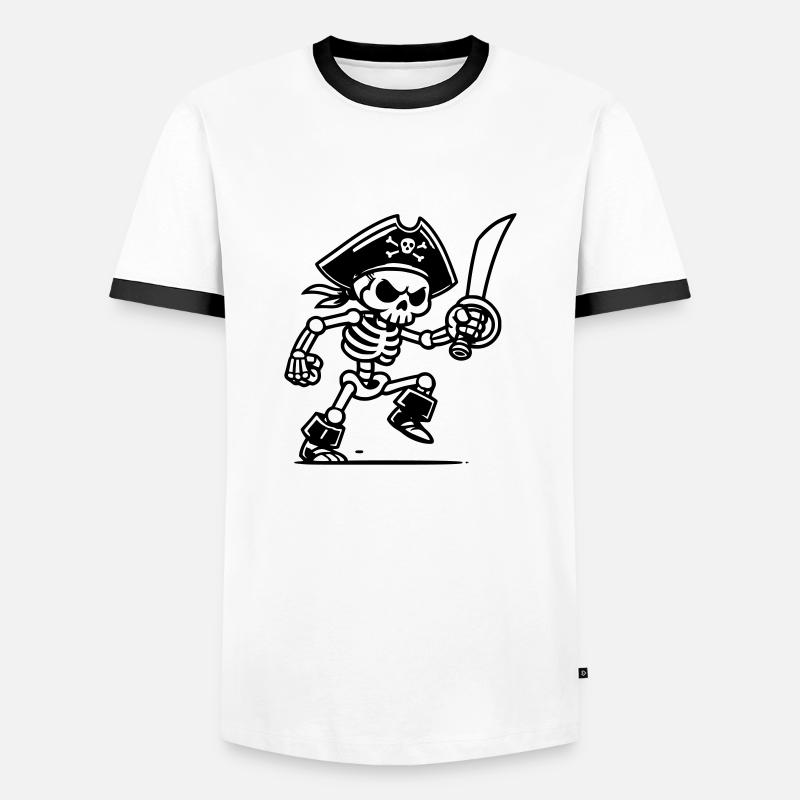Pirate Skeleton with Saber - Men's Ringer Shirt - white/black