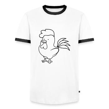 Rooster - Men's Ringer Shirt - white/black - Front - AI Model Female 172 light (172cm) & AI Model Male 178 dark (178cm)