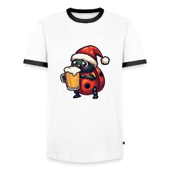 Bière de Noël Ladybug - T-shirt contrasté Homme - blanc/noir - Devant - AI Model Female 172 light (172cm) & AI Model Male 178 dark (178cm)