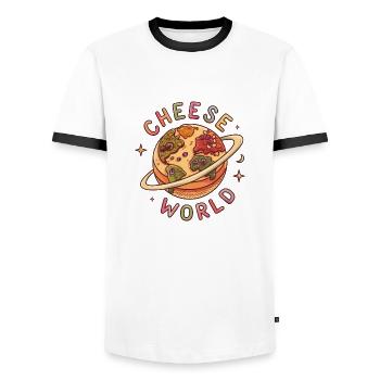 Cheese World - Männer Kontrast-T-Shirt - Weiß/Schwarz - Vorne - AI Model Female 172 light (172cm) & AI Model Male 178 dark (178cm)