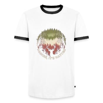 it's nature - Men's Ringer Shirt - white/black - Front - AI Model Female 172 light (172cm) & AI Model Male 178 dark (178cm)