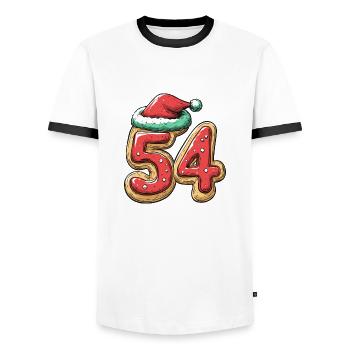 54 Number Christmas Cookie - Men's Ringer Shirt - white/black - Front - AI Model Female 172 light (172cm) & AI Model Male 178 dark (178cm)