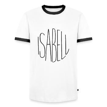 Isabell - Men's Ringer Shirt - white/black - Front - AI Model Female 172 light (172cm) & AI Model Male 178 dark (178cm)