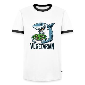 Requin végétarien - T-shirt contrasté Homme - blanc/noir - Devant - AI Model Female 172 light (172cm) & AI Model Male 178 dark (178cm)