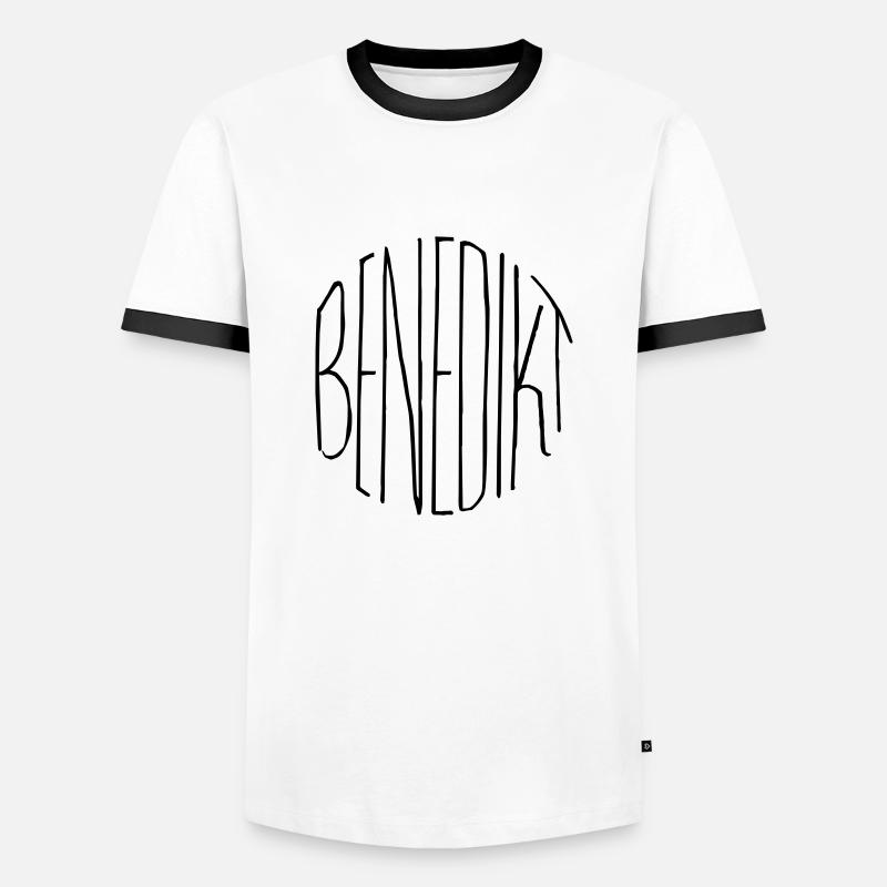 Benedikt - Männer Kontrast-T-Shirt - Weiß/Schwarz