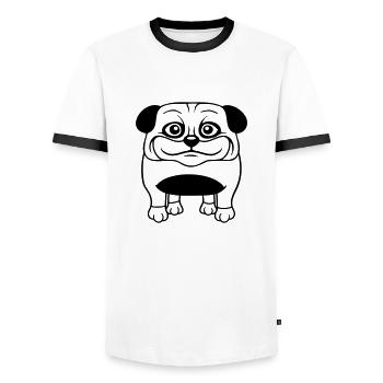 chien carlin petite bite mignonne amour heureux bande dessinée amusant - T-shirt contrasté Homme - blanc/noir - Devant - AI Model Female 172 light (172cm) & AI Model Male 178 dark (178cm)
