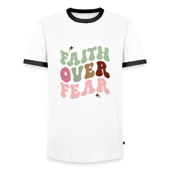 faith over fear - Männer Kontrast-T-Shirt - Weiß/Schwarz - Vorne - AI Model Female 172 light (172cm) & AI Model Male 178 dark (178cm)