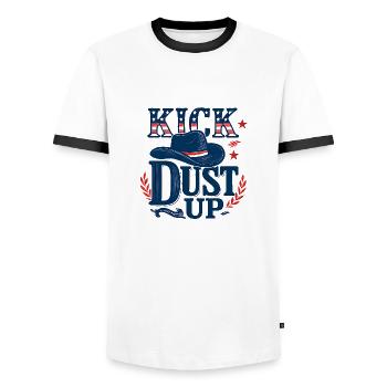 Kick Dust Up Cowboy - Western - Country - Männer Kontrast-T-Shirt - Weiß/Schwarz - Vorne - AI Model Female 172 light (172cm) & AI Model Male 178 dark (178cm)