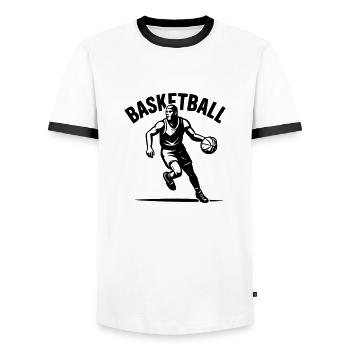 Basketball - Männer Kontrast-T-Shirt - Weiß/Schwarz - Vorne - AI Model Female 172 light (172cm) & AI Model Male 178 dark (178cm)