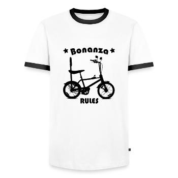 Bike Bike Biker Bonanza Fun Road Bike Trekking - Men's Ringer Shirt - white/black - Front - AI Model Female 172 light (172cm) & AI Model Male 178 dark (178cm)
