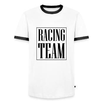 Racing Team - Men's Ringer Shirt - white/black - Front - AI Model Female 172 light (172cm) & AI Model Male 178 dark (178cm)