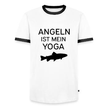 fishing - Men's Ringer Shirt - white/black - Front - AI Model Female 172 light (172cm) & AI Model Male 178 dark (178cm)