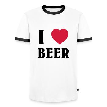 I Love Beer - Men's Ringer Shirt - white/black - Front - AI Model Female 172 light (172cm) & AI Model Male 178 dark (178cm)
