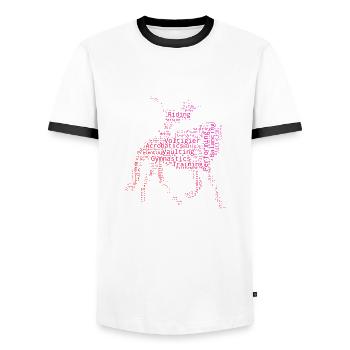 Equestrian gymnastics, team vaulting, balance exercises - Men's Ringer Shirt - white/black - Front - AI Model Female 172 light (172cm) & AI Model Male 178 dark (178cm)