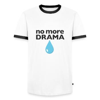 No More Drama - Männer Kontrast-T-Shirt - Weiß/Schwarz - Vorne - AI Model Female 172 light (172cm) & AI Model Male 178 dark (178cm)
