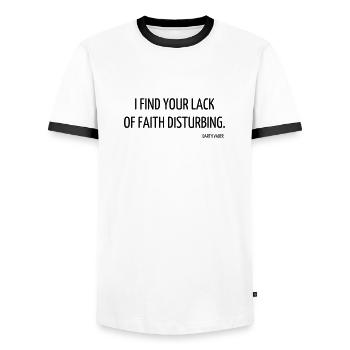 Serie TV - Television - Quotes - Citation - Zitat - Men's Ringer Shirt - white/black - Front - AI Model Female 172 light (172cm) & AI Model Male 178 dark (178cm)