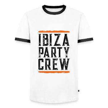 Ibiza Party Crew - Men's Ringer Shirt - white/black - Front - AI Model Female 172 light (172cm) & AI Model Male 178 dark (178cm)
