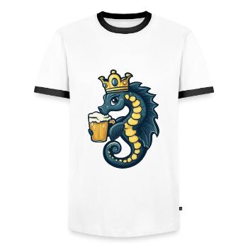 Seahorse Beer Funny - Men's Ringer Shirt - white/black - Front - AI Model Female 172 light (172cm) & AI Model Male 178 dark (178cm)