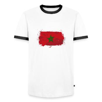 Morocco Flag - Männer Kontrast-T-Shirt - Weiß/Schwarz - Vorne - AI Model Female 172 light (172cm) & AI Model Male 178 dark (178cm)
