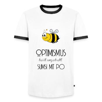 Biene - Optimismus - Sumsi mit Po - Männer Kontrast-T-Shirt - Weiß/Schwarz - Vorne - AI Model Female 172 light (172cm) & AI Model Male 178 dark (178cm)