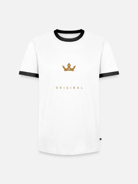 Fries Original Familienlogo - Männer Kontrast-T-Shirt - Weiß/Schwarz