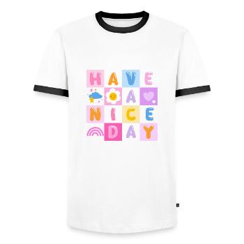 Belle journée - T-shirt contrasté Homme - blanc/noir - Devant - AI Model Female 172 light (172cm) & AI Model Male 178 dark (178cm)