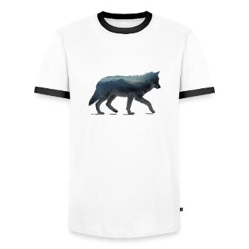 loup Aquarell - T-shirt contrasté Homme - blanc/noir - Devant - AI Model Female 172 light (172cm) & AI Model Male 178 dark (178cm)