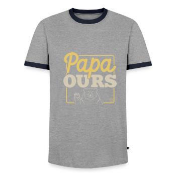 Daddy Bear 1 - Men's Ringer Shirt - grey/navy  - Front - AI Model Female 172 light (172cm) & AI Model Male 178 light (178cm)