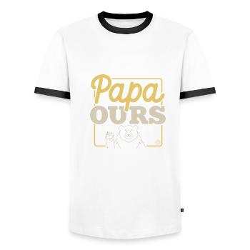 Papa ours 1 - T-shirt contrasté Homme - blanc/noir - Devant - AI Model Female 172 light (172cm) & AI Model Male 178 dark (178cm)
