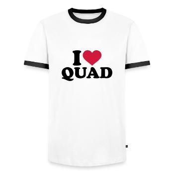 Quad - Männer Kontrast-T-Shirt - Weiß/Schwarz - Vorne - AI Model Female 172 light (172cm) & AI Model Male 178 dark (178cm)