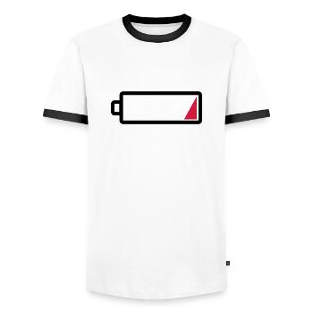 Empty - no power - tired - charge battery - Men's Ringer Shirt - white/black - Front - AI Model Female 172 light (172cm) & AI Model Male 178 dark (178cm)