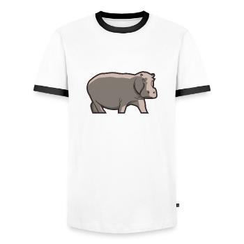 Hippo Hippo Gift idea for nature lovers - Men's Ringer Shirt - white/black - Front - AI Model Female 172 light (172cm) & AI Model Male 178 dark (178cm)
