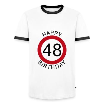 Joyeux anniversaire 48 anniversaire de signe de route - T-shirt contrasté Homme - blanc/noir - Devant - AI Model Female 172 light (172cm) & AI Model Male 178 dark (178cm)