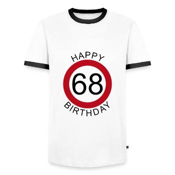 Joyeux anniversaire 68 signe de route anniversaire - T-shirt contrasté Homme - blanc/noir - Devant - AI Model Female 172 light (172cm) & AI Model Male 178 dark (178cm)